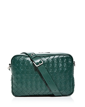 Shop Bottega Veneta Borsa Intrecciato Leather Camera Bag In Emeraldwht