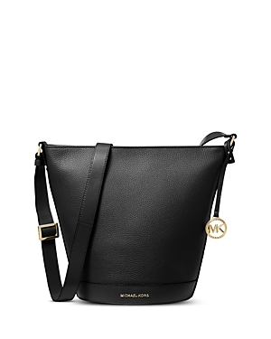 Shop Michael Kors Townsend Medium Leather Bucket Bag In Black
