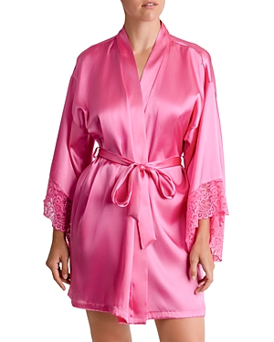 Shop In Bloom By Jonquil Love Story Luxe Satin Wrap Robe In Hot Pink