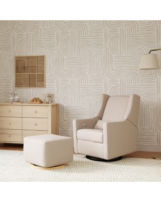 Kiwi Gliding Ottoman with Light Wood Base