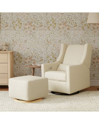 Kiwi Gliding Ottoman with Light Wood Base