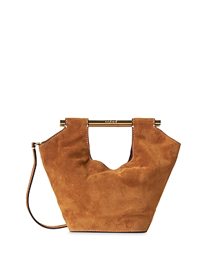 Shop Staud Mar Mini Leather Bucket Bag In Tan/gold