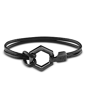 Shop Philipp Plein Hexagon Cord Bracelet In Black