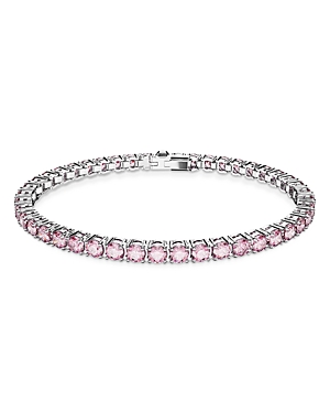 Swarovski Matrix Pink Crystal Small Tennis Bracelet in Rhodium Plated