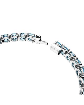 Matrix Blue Crystal Small Tennis Bracelet in Rhodium Plated