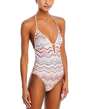 Shop Missoni One Piece Swimsuit In Red