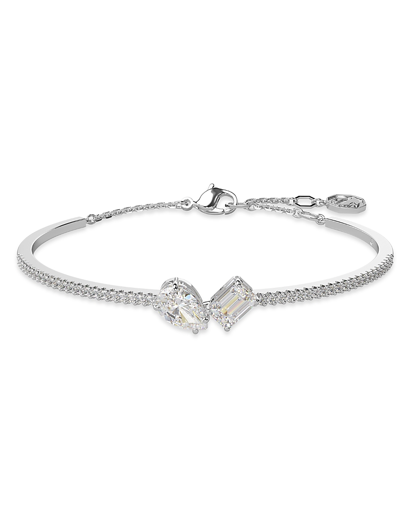 Swarovski Women's Mesmera Goldtone, Rhodium-plated & Crystal Mixed Cuts Bangle In Silver