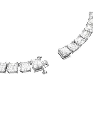Matrix Square Cut All Around Collar Necklace in Rhodium Plated, 14.87"-16.5"