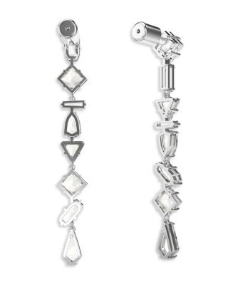 Mesmera Mixed Cut Linear Drop Earrings in Rhodium Plated