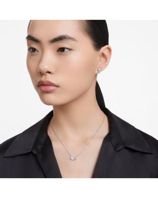 Mesmera Mixed Cut Pendant Necklace & Stud Earrings Set in Rhodium Plated