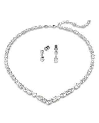 Swarovski - Mesmera Mixed Cut Collar Necklace & Drop Earrings Set in Rhodium Plated