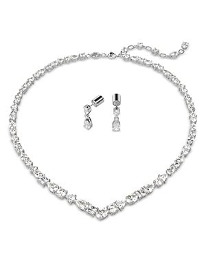 SWAROVSKI MESMERA MIXED CUT COLLAR NECKLACE & DROP EARRINGS SET IN RHODIUM PLATED