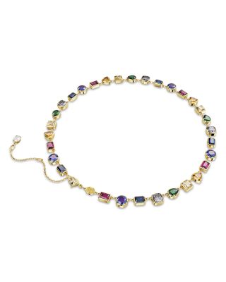 Imber Multicolor Mixed Cut Collar Necklace in Gold Tone, 14.96"-17.72"
