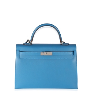 Pre-owned Hermes  Hermes Kelly 35 Leather Handbag In Blue