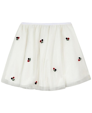 Tartine Et Chocolat Girls' Hand Embroidered Floral Tutu Skirt - Big Kid In White