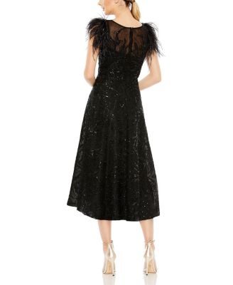 Feather Shoulder Embellished Dress