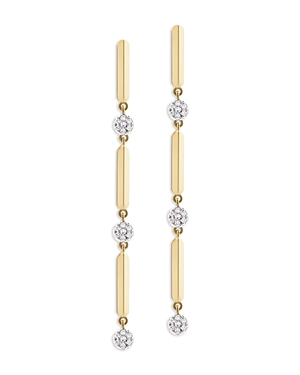 Rhodium & 14K Gold Affair Diamond Cluster Linear Drop Earrings