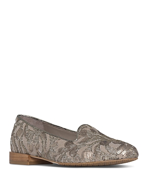 Shop Donald Pliner Women's Slip On Loafer Flats In Pewter