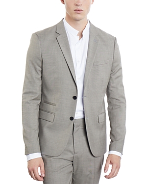 The Kooples Fitted Chic Canvas Notch Lapel Jacket In Beige