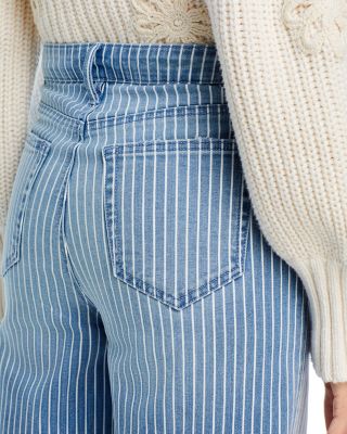 Striped Cuffed Dad Jeans in Medium Wash - Exclusive