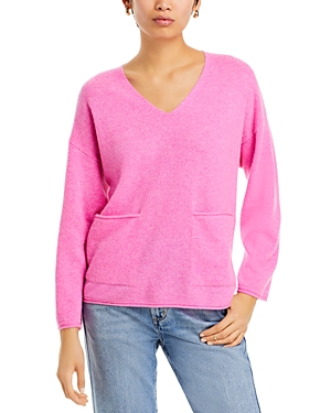 C By Bloomingdale's Cashmere Baja V Neck Sweater - 100% Exclusive In Heather Carnation