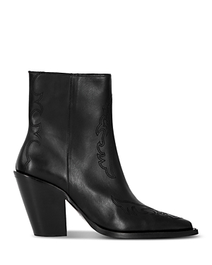 Shop The Kooples Women's Western Pointed High Heel Boots In Black