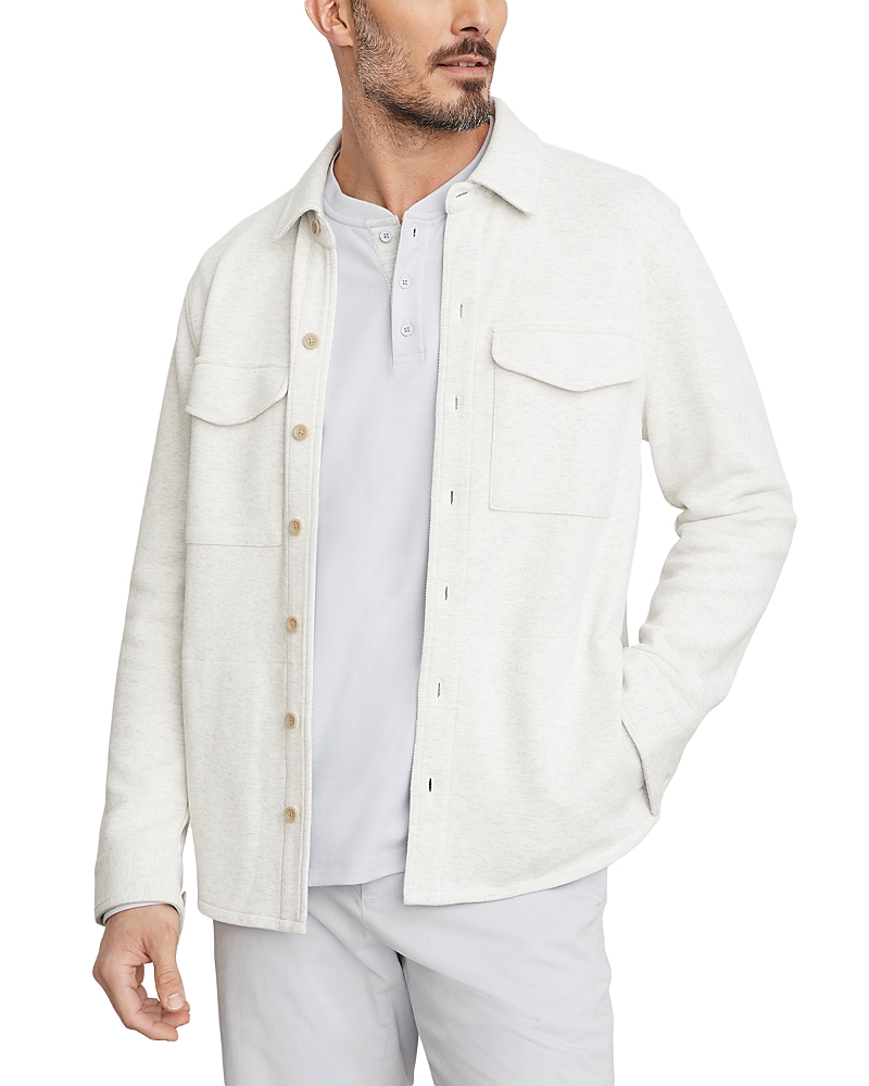 Vince Cotton Blend Shirt Jacket In Heather White/ Light