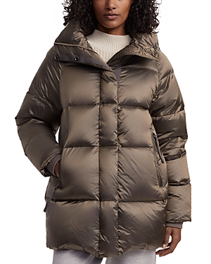Shop Varley Varely Canton Down Puffer Jacket In Brushed Olive Metallic