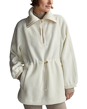 Shop Varley Parnel Half Zip Fleece Sweatshirt In Egret