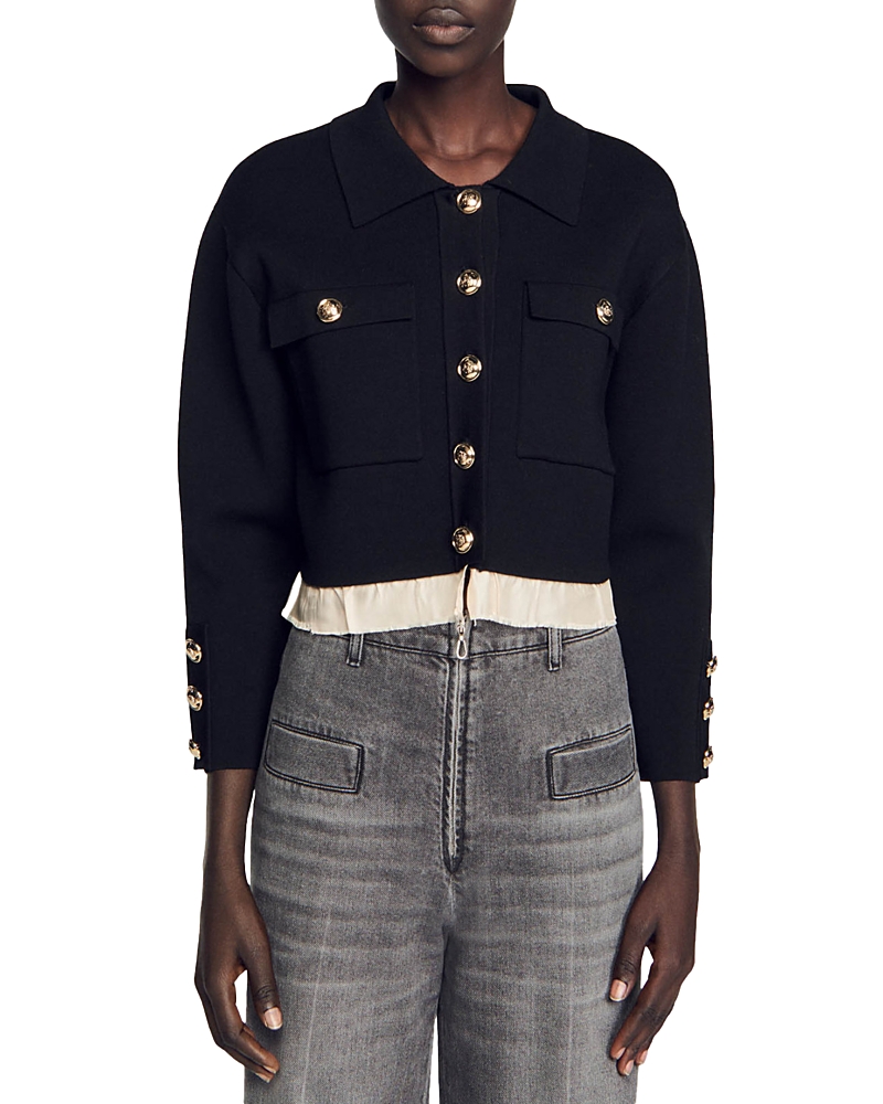 Sandro Haylo Layered Look Cardigan
