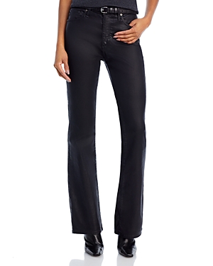 Shop Ag Farrah Coated High Rise Bootcut Jeans In Leatherette Super Black