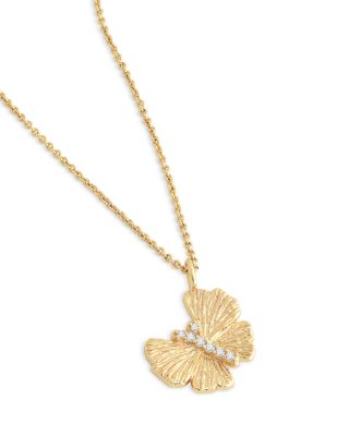 Pav&eacute; Butterfly Pendant Necklace in 18K Gold Plated, 16"-17" 