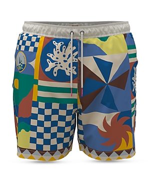 Scotch & Soda Mid Length Printed 7 Swim Shorts In Multi