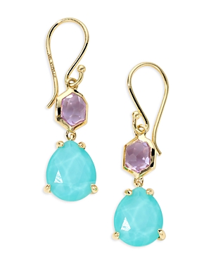 Shop Ippolita 18k Yellow Gold Rock Candy Amethyst & Turquoise Doublet Drop Earrings In Multi/gold