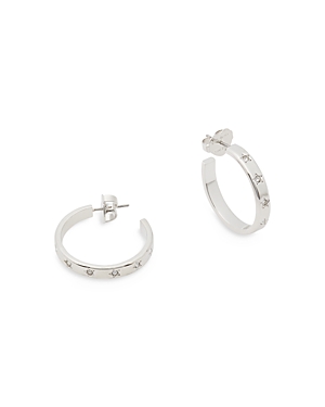 Kate Spade New York Set In Stone Pave Star Hoop Earrings In Gold Tone In Silver