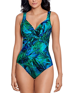 Shop Miraclesuit Palm Reeder Revele One Piece Swimsuit In Blue Multi