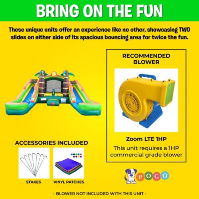  Inflatable and Double Slide Combo Unit Without Blower - Crossover Combo Bouncer, Kids Outdoor Toys, Jumpers for Kids