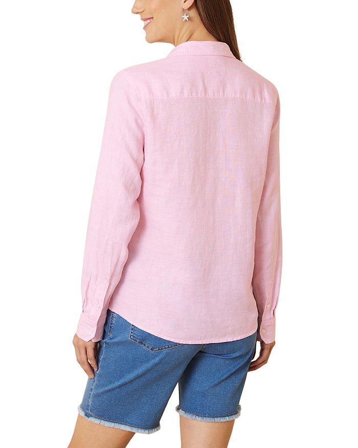 Shop Tommy Bahama Coastalina Linen Button Front Shirt In Bikini Pink