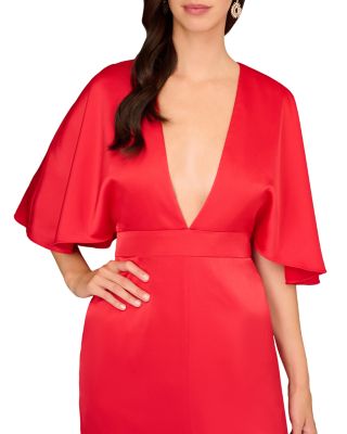 knee length dresses for ladies AIDAN MATTOX FOIL MIKADO MIDI DRESS main image 0
