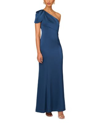 Aidan Mattox One shoulder Mermaid Gown In Twilight Blue ModeSens