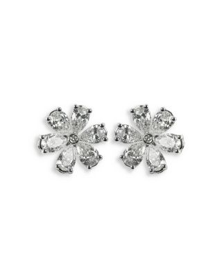 ZYDO - 18K White Gold Luminal Diamond Flower Stud Earrings, 2.33 ct. t.w.