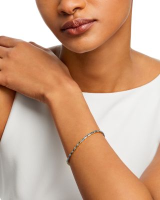 Swiss Blue Topaz Bangle Bracelet in 14K Yellow Gold