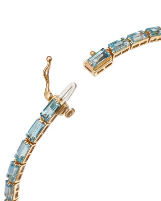 Swiss Blue Topaz Bangle Bracelet in 14K Yellow Gold