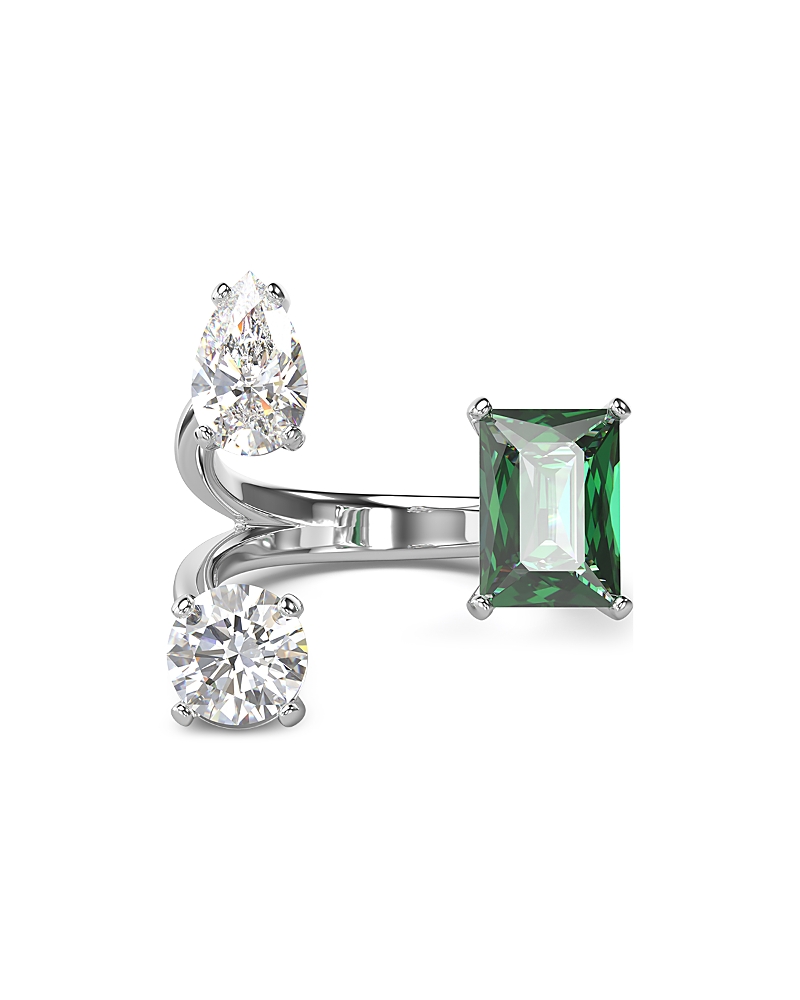 Swarovski Mesmera Open Ring In Green/silver