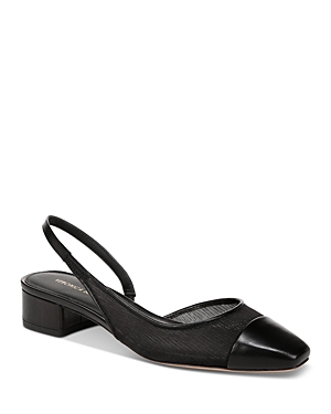 Veronica Beard Cecile Leather Slingback Ballerina Flats In Black/black