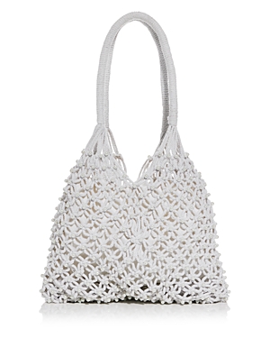Lusana Jaylan Embellished Crochet Top Handle Bag