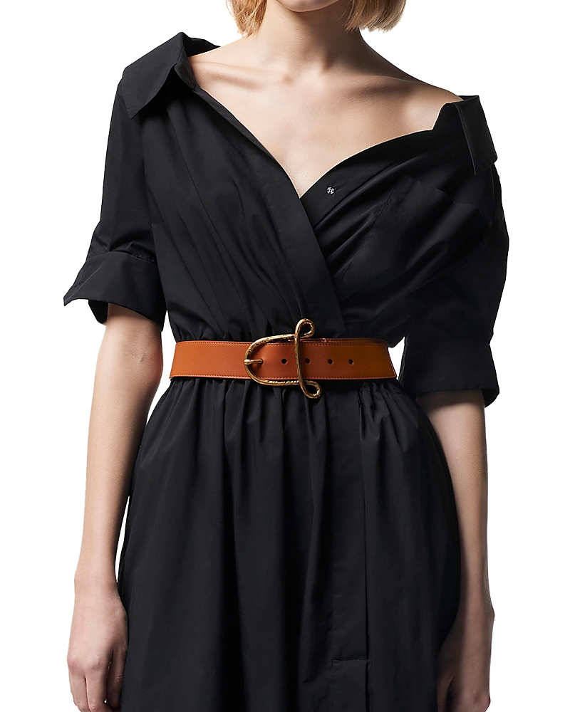 Shop Altuzarra A Logo Buckle Women's Leather Belt In Cognac
