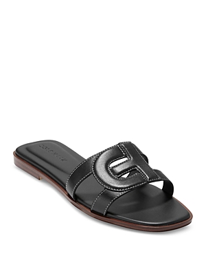 Shop Cole Haan Women's Chrisee Slip On Slide Sandals In Black Leather