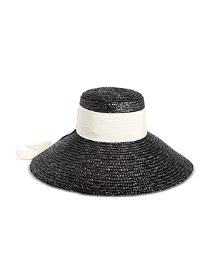 Eugenia Kim Mirabel Straw Large-brim Hat With Scarf In Black