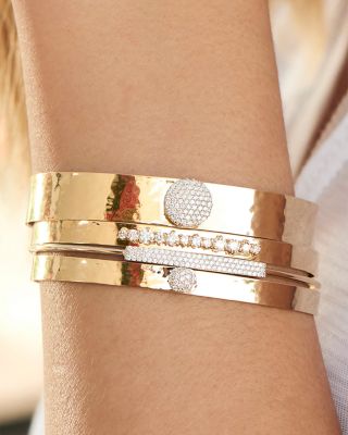 14K Yellow Gold Diamond Hammered Large Infinity Love Always Bracelet